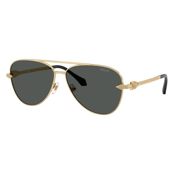 New VERSACE Gold Aviator VE2283 1002/87 Sunglasses Women - Picture 1 of 6